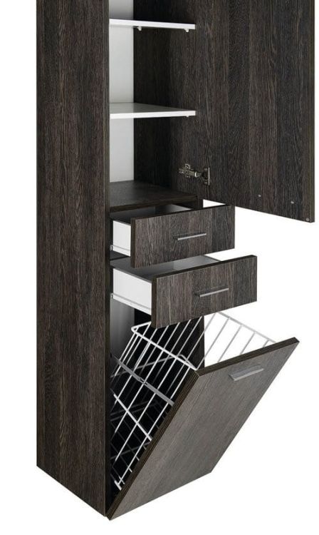 ZOJA/KERAMIA FRESH szafka wysoka z koszem 34x184x29cm, mali wenge