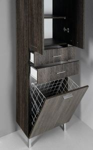 ZOJA/KERAMIA FRESH szafka wysoka z koszem, 50x184x29 cm, mali wenge