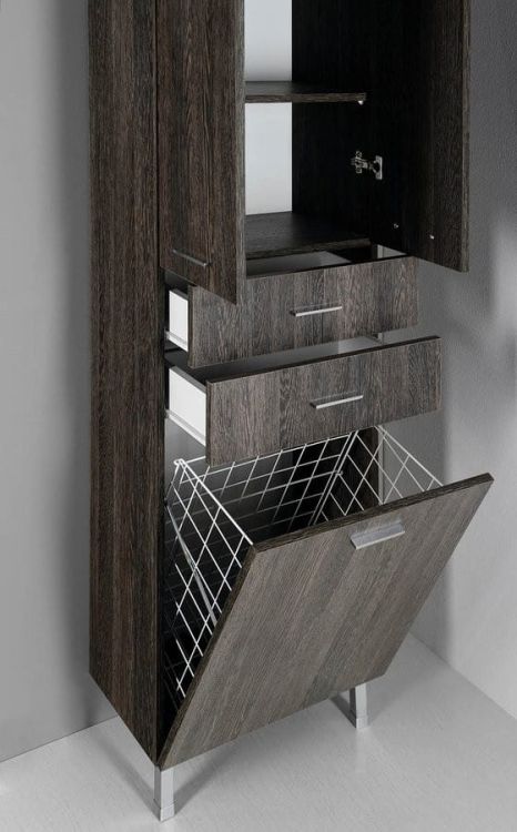 ZOJA/KERAMIA FRESH szafka wysoka z koszem, 50x184x29 cm, mali wenge