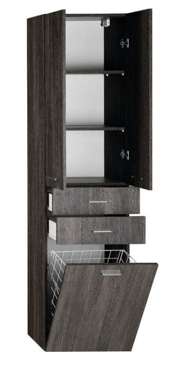ZOJA/KERAMIA FRESH szafka wysoka z koszem, 50x184x29 cm, mali wenge