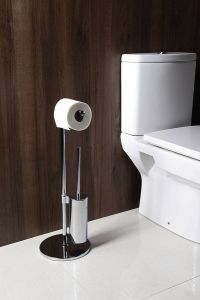 Stojak z wieszakiem na papier toaletowy oraz szczotką WC, okragły, chrom