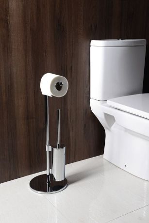 Przejdź do produktu Stojak z wieszakiem na papier toaletowy oraz szczotką WC, chrom