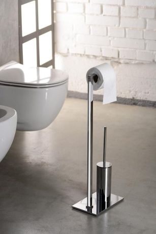 Przejdź do produktu Stojak z wieszakiem na papier toaletowy oraz szczotką WC, chrom