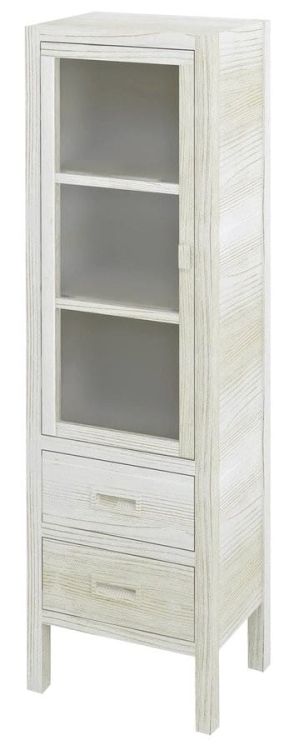 BRAND szafka 2 szuflady, szklane drzwiczki, 40x140x30cm, lewa, starobiała