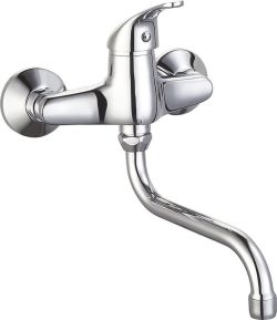 AQUALINE 35 bateria naścienna dźwigniowa, rozstaw 150mm, wylewką 150mm, chrom