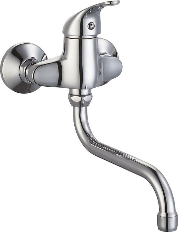AQUALINE 35 bateria naścienna dźwigniowa, rozstaw 100mm, wylewką 150mm, chrom