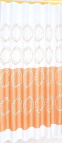 Przejdź do produktu Zasłonka 180x180cm, polyester, biała/pomarańczowa