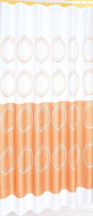 Zasłonka 180x180cm, 100% polyester, biała/pomarańczowa