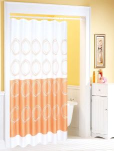Zasłonka 180x180cm, 100% polyester, biała/pomarańczowa
