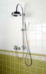 VANITY zestaw prysznicowy z podłaczeniem wody do baterii, retro, chrom
