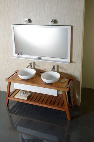 Przejdź do produktu PRIM lustro z półką 70x84x14cm, cedr/białe