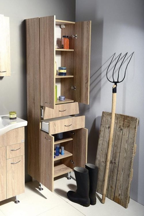ZOJA/KERAMIA FRESH szafka wysoka z szufladami 50x184x29cm, dąb platin