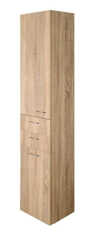 ZOJA/KERAMIA FRESH szafka wysoka z koszem 35x184x29cm, lewa, dąb platin