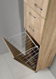 ZOJA/KERAMIA FRESH szafka wysoka z koszem 35x184x29cm, lewa, dąb platin