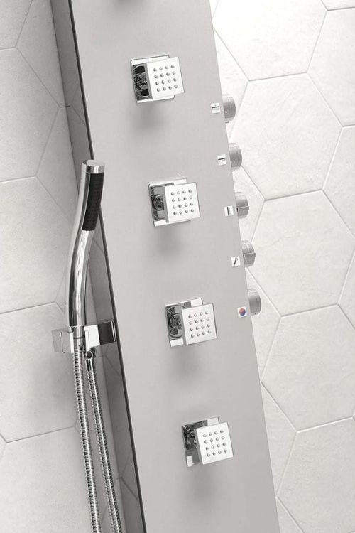 SOUL 200 panel prysznicowy 210x1500mm z baterią termostatyczną, aluminium
