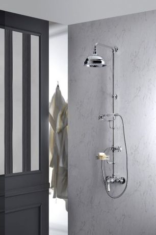 Przejdź do produktu VIENNA zestaw prysznicowy z baterią, mydelniczka, wys. 1291mm, chrom