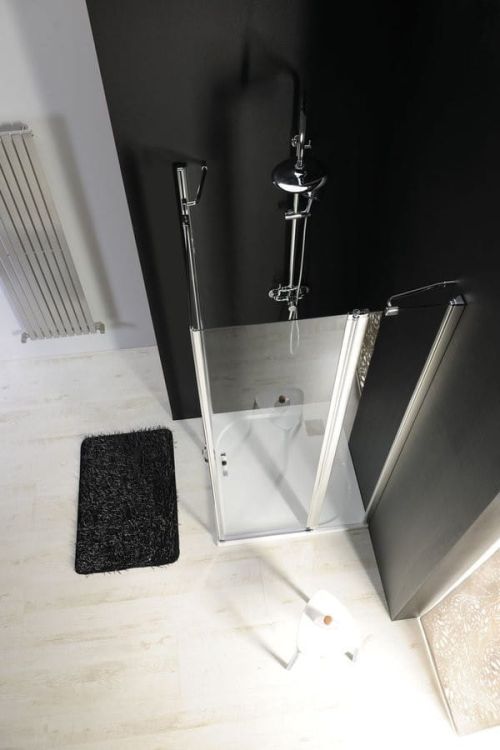 One prostokątna kabina narożna 1100x1100mm wariant L/P, wejście z rogu