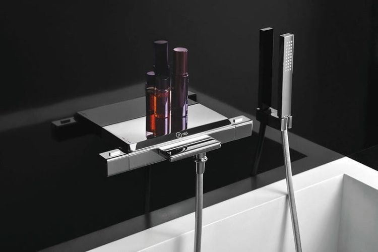 NOTOS bateria wannowa termostat. z mydelniczką,,scienna, kaskada,chrom