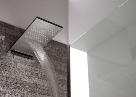 Przejdź do produktu Deszczownia ścienna z kaskadą, 500x200mm, stal nierdzewna polerowana