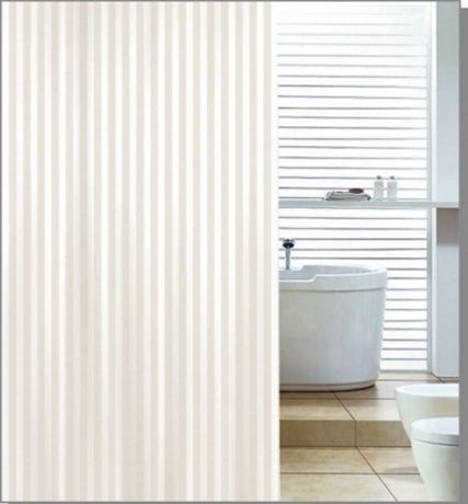 Przejdź do produktu Zasłonka prysznicowa 180x200cm, poliester, beżowy