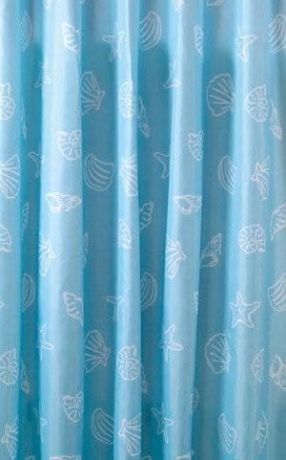 Przejdź do produktu Zasłonka prysznicowa 180x200cm, polyester, niebieska, muszle