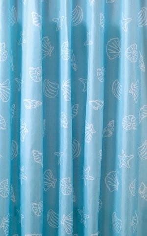 Zasłona prysznicowa 180x200cm, polyester, niebieska, muszle
