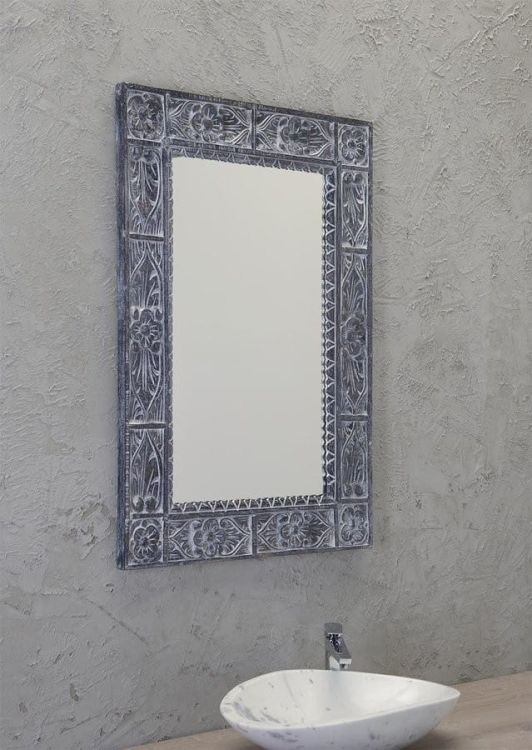 UBUD Lustro w ramie, 70x100cm, szary