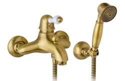 Bateria wannowa ścienna retro Giulini Harmony 9501  bronzo