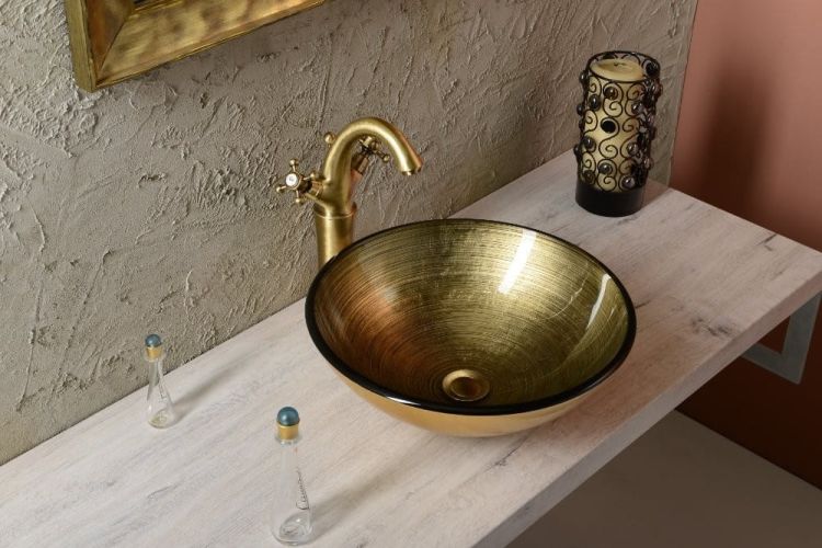 ANTEA bateria umywalkowa wysoka z odpływem, wysokość 300mm, brąz