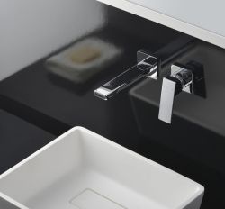 NOTOS dwuelementowa bateria umywalkowa, naścienna, chrom