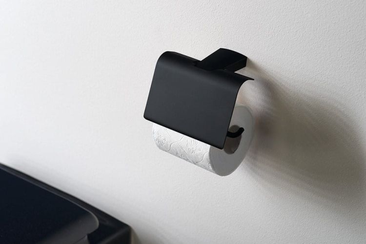 ZEN BLACK wieszak na papier toaletowy z klapką