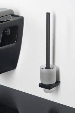 Przejdź do produktu ZEN wisząca szczotka do WC, szkło mleczne, czarny mat