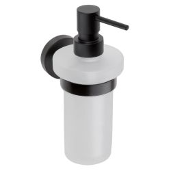 X-ROUND BLACK dozownik mydła, szklo mleczne, 250ml, czarny