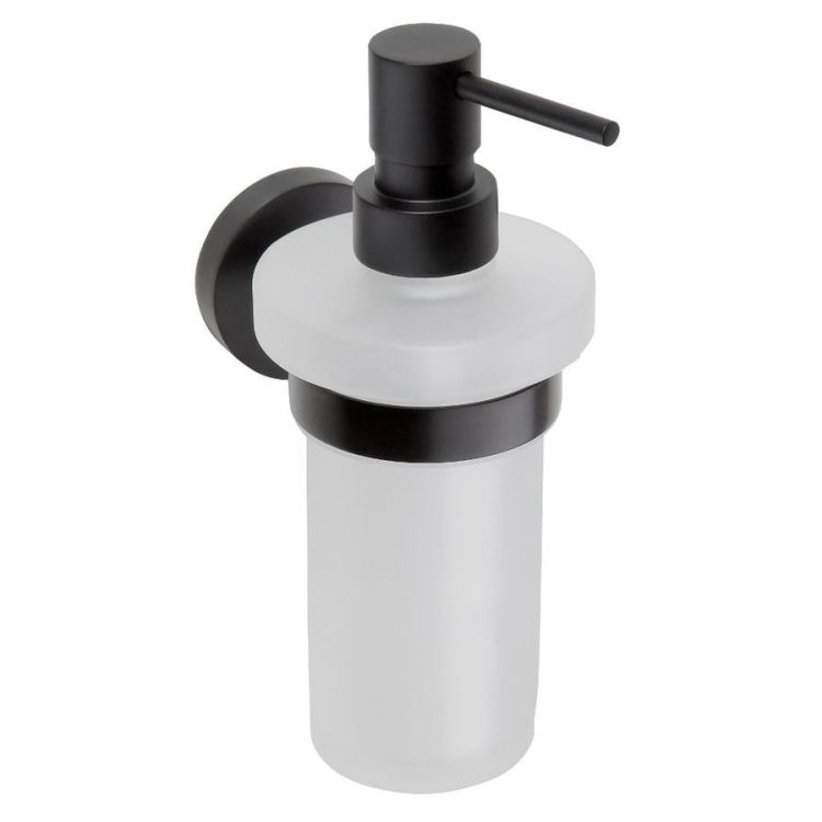 X-ROUND BLACK dozownik mydła, szklo mleczne, 250ml, czarny