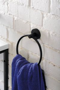 X-ROUND BLACK wieszak na ręcznik, koło, czarny