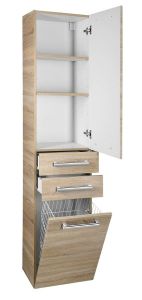 VEGA Szafka wysoka z koszem 40x184x31cm, dąb platin