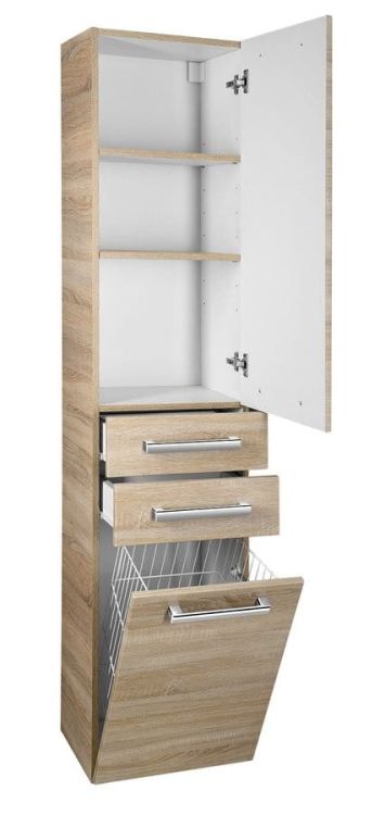 VEGA Szafka wysoka z koszem 40x184x31cm, dąb platin