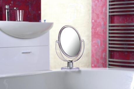 Przejdź do produktu Lusterko kosmetyczne stojące, 162x135mm, dwustronne, transparentne