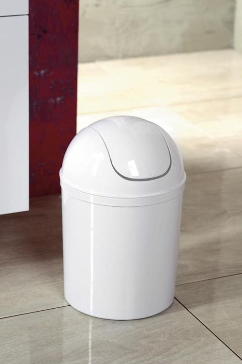 Uchylny kosz na śmieci, 5 l, plastik, biały