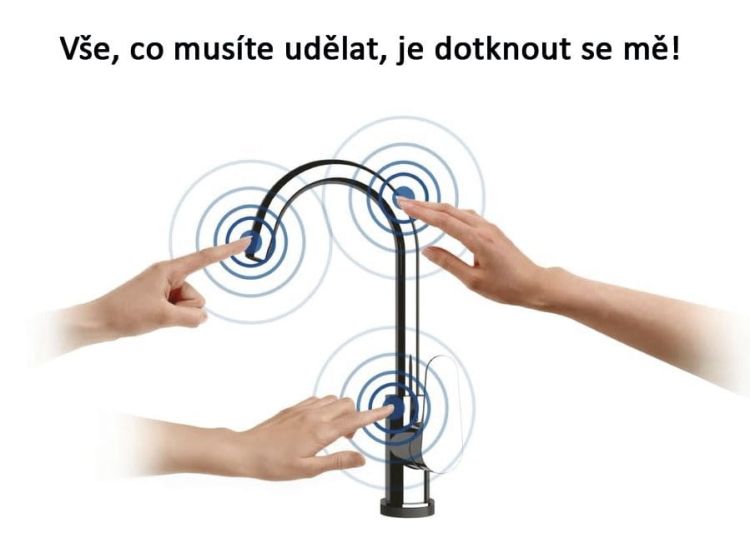 TOUCH-ME bateria kuchenna, technologia Touch-Me, chrom