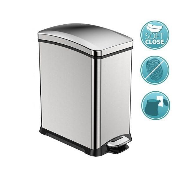 REJOICE kosz na śmieci z pedałem 8l, Soft Close, stal nierdzewna szczotkowana