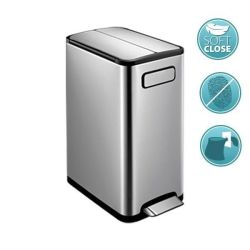 ECOFLY kosz na śmieci z pedałem 20l, Soft Close, stal nierdzewna szczotkowana