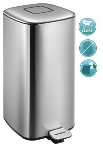 REGENT Kosz na śmieci 32l, Soft Close, stal nierdz. szczotkowana, srebrna/czarna linia