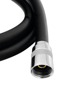 SOFTFLEX wąż prysznicowy plastikowy gładki, 150cm, czarny matowy/chrom