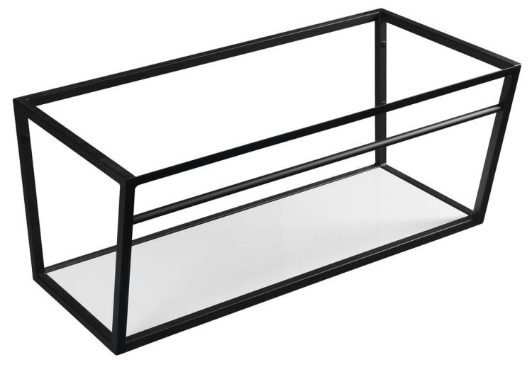 SKA Wspornik umywalki/pod blat 900x400x460mm, czarny matowy, z MDF półką biała