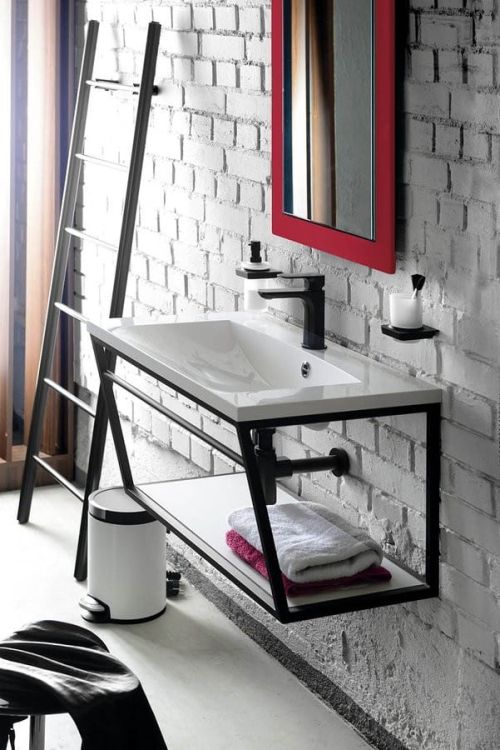 SKA Wspornik umywalki 750x400x460mm, biały matowy, z MDF półką biała