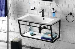 SKA Wspornik umywalki 750x400x460mm, biały matowy, z MDF półką biała