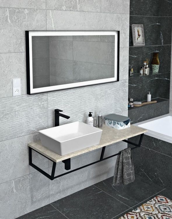 SKA Wspornik umywalki/pod blat, 1200x200x460mm, czarny matowy