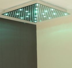 SLIM deszczownia z oświetleniem LED RGB, kwadrat 300x300mm, nierdzewna