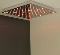 SLIM deszczownia z oświetleniem RGB LED, kwadrat 500x500mm, nierdzewna